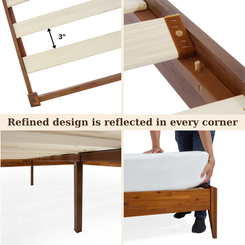 Ebern Designs Dinkee Solid Wood Platform Bed without Headboard, Mid ...